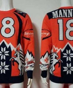 Nike Broncos #18 Peyton Manning Orange/Navy Blue Ugly Sweater
