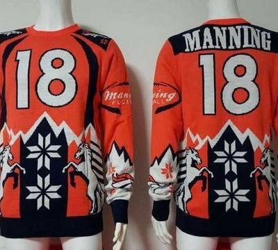 Nike Broncos #18 Peyton Manning Orange/Navy Blue Ugly Sweater