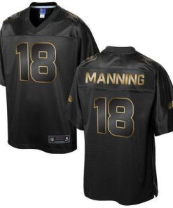 Nike Broncos #18 Peyton Manning Pro Line Black Gold Collection Stitched NFL Game Jersey