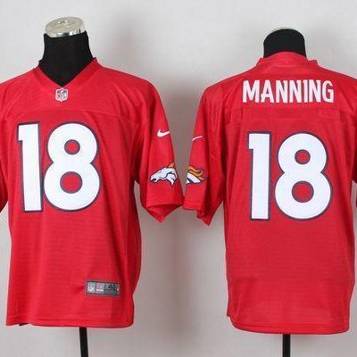 Nike Broncos #18 Peyton Manning Red Stitched NFL Elite QB Practice Jersey
