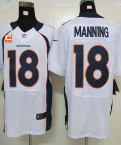 Nike Broncos #18 Peyton Manning White With C Patch Stitched NFL Elite Jersey