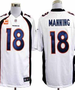 Nike Broncos #18 Peyton Manning White With C Patch Stitched NFL Game Jersey