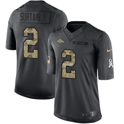 Nike Broncos #2 Patrick Surtain II Black Stitched NFL Limited 2016 Salute To Service Jersey