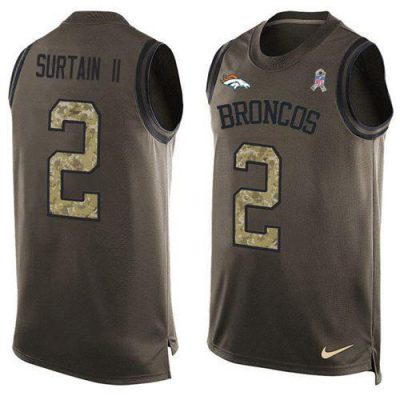 Nike Broncos #2 Patrick Surtain II Green Stitched NFL Limited Salute To Service Tank Top Jersey