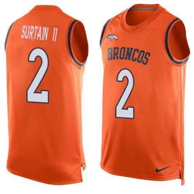 Nike Broncos #2 Patrick Surtain II Orange Team Color Stitched NFL Limited Tank Top Jersey