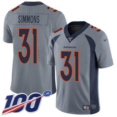Nike Broncos #31 Justin Simmons Gray Stitched NFL Limited Inverted Legend 100th Season Jersey