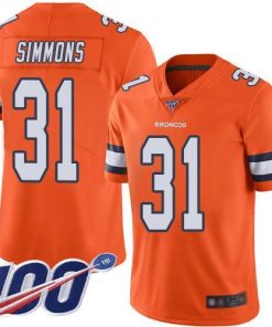 Nike Broncos #31 Justin Simmons Orange Stitched NFL Limited Rush 100th Season Jersey