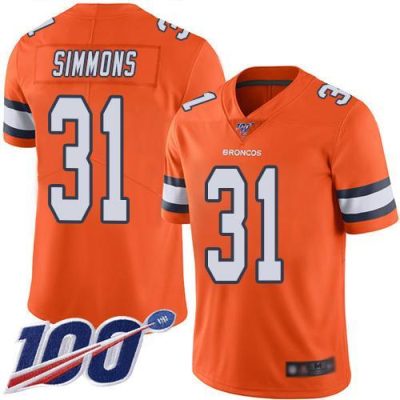 Nike Broncos #31 Justin Simmons Orange Stitched NFL Limited Rush 100th Season Jersey