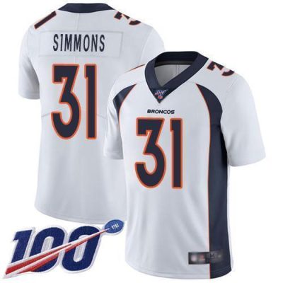 Nike Broncos #31 Justin Simmons White Stitched NFL 100th Season Vapor Limited Jersey