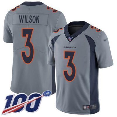 Nike Broncos #3 Russell Wilson Gray Stitched NFL Limited Inverted Legend 100th Season Jersey