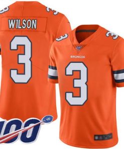 Nike Broncos #3 Russell Wilson Orange Stitched NFL Limited Rush 100th Season Jersey