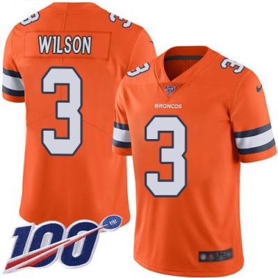 Nike Broncos #3 Russell Wilson Orange Stitched NFL Limited Rush 100th Season Jersey