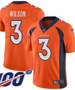 Nike Broncos #3 Russell Wilson Orange Team Color Stitched NFL 100th Season Vapor Untouchable Limited Jersey
