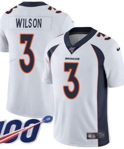 Nike Broncos #3 Russell Wilson White Stitched NFL 100th Season Vapor Untouchable Limited Jersey