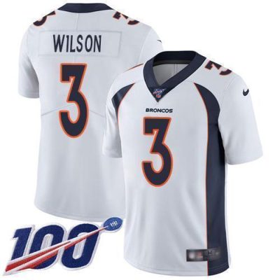 Nike Broncos #3 Russell Wilson White Stitched NFL 100th Season Vapor Untouchable Limited Jersey