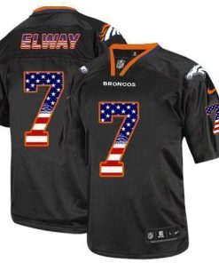 Nike Broncos #7 John Elway Black Stitched NFL Elite USA Flag Fashion Jersey