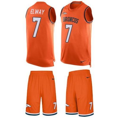 Nike Broncos #7 John Elway Orange Team Color Stitched NFL Limited Tank Top Suit Jersey