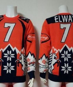 Nike Broncos #7 John Elway Orange/Navy Blue Ugly Sweater