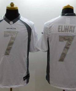 Nike Broncos #7 John Elway White Stitched NFL Limited Platinum Jersey