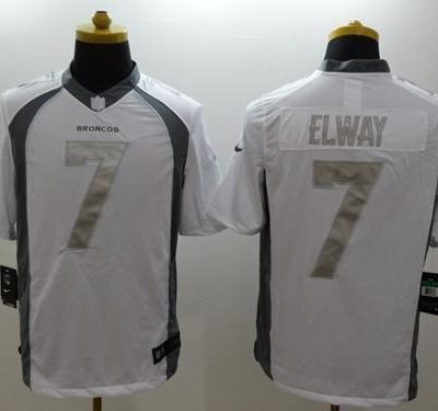 Nike Broncos #7 John Elway White Stitched NFL Limited Platinum Jersey