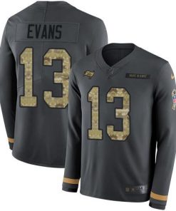 Nike Buccaneers #13 Mike Evans Anthracite Salute To Service Stitched NFL Limited Therma Long Sleeve Jersey