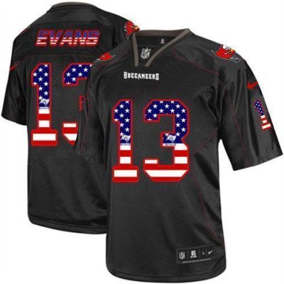 Nike Buccaneers #13 Mike Evans Black Stitched USA Flag Fashion Jersey