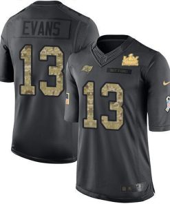Nike Buccaneers #13 Mike Evans Black Super Bowl LV Champions Patch NFL Limited 2016 Salute To Service Jersey