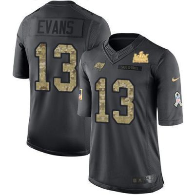 Nike Buccaneers #13 Mike Evans Black Super Bowl LV Champions Patch NFL Limited 2016 Salute To Service Jersey