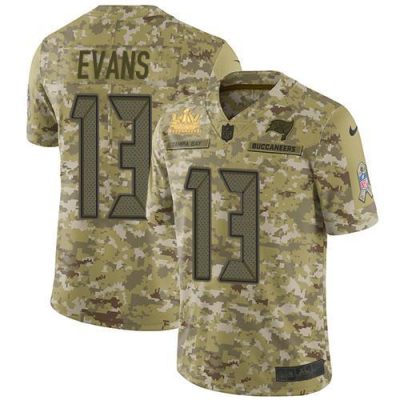 Nike Buccaneers #13 Mike Evans Camo Super Bowl LV Champions Patch Stitched NFL Limited 2018 Salute To Service Jersey