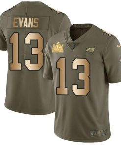 Nike Buccaneers #13 Mike Evans Olive/Gold Super Bowl LV Champions Patch Stitched NFL Limited 2017 Salute To Service Jersey