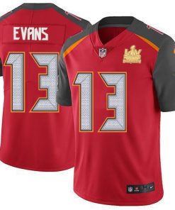 Nike Buccaneers #13 Mike Evans Red Team Color Super Bowl LV Champions Patch NFL Vapor Untouchable Limited Jersey
