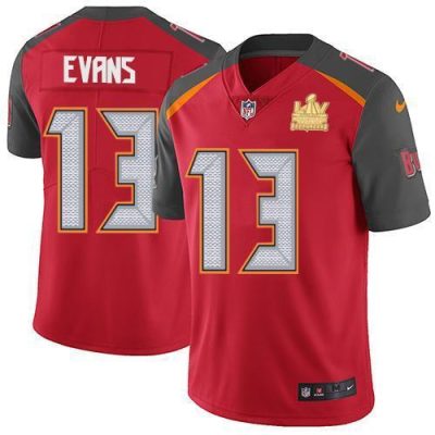 Nike Buccaneers #13 Mike Evans Red Team Color Super Bowl LV Champions Patch NFL Vapor Untouchable Limited Jersey