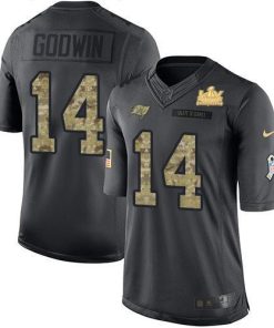 Nike Buccaneers #14 Chris Godwin Black Super Bowl LV Champions Patch NFL Limited 2016 Salute To Service Jersey