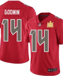 Nike Buccaneers #14 Chris Godwin Red Super Bowl LV Champions Patch Stitched NFL Limited Rush Jersey
