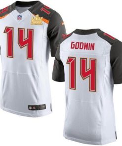 Nike Buccaneers #14 Chris Godwin White Super Bowl LV Champions Patch Stitched NFL New Elite Jersey