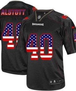Nike Buccaneers #40 Mike Alstott Black Stitched USA Flag Fashion Jersey