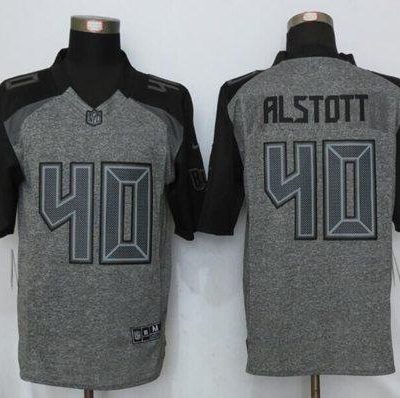 Nike Buccaneers #40 Mike Alstott Gray Stitched NFL Limited Gridiron Gray Jersey