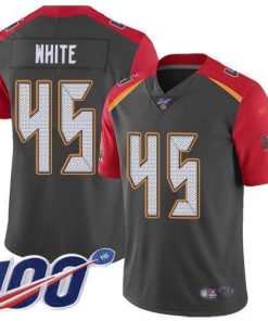 Nike Buccaneers #45 Devin White Gray Stitched NFL Limited Inverted Legend 100th Season Jersey