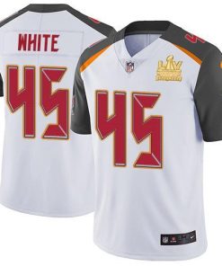 Nike Buccaneers #45 Devin White White Super Bowl LV Champions Patch Stitched NFL Vapor Untouchable Limited Jersey
