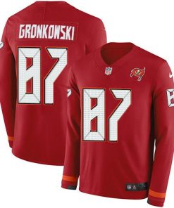 Nike Buccaneers #87 Rob Gronkowski Red Team Color Stitched NFL Limited Therma Long Sleeve Jersey