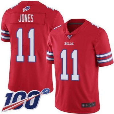 Buffalo Bills #11 Zay Jones Red Stitched NFL Limited Rush 100th Season Jersey