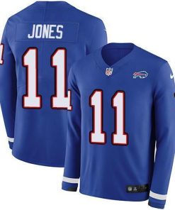 Buffalo Bills #11 Zay Jones Royal Blue Team Color Stitched NFL Limited Therma Long Sleeve Jersey