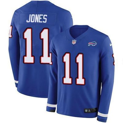 Buffalo Bills #11 Zay Jones Royal Blue Team Color Stitched NFL Limited Therma Long Sleeve Jersey