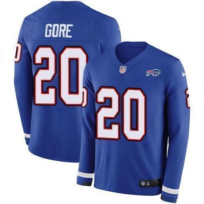 Buffalo Bills #20 Frank Gore Royal Blue Team Color Stitched NFL Limited Therma Long Sleeve Jersey