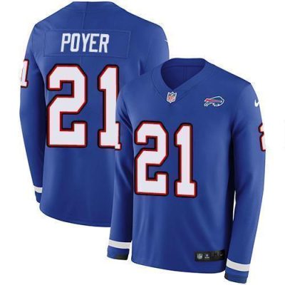 Buffalo Bills #21 Jordan Poyer Royal Blue Team Color Stitched NFL Limited Therma Long Sleeve Jersey