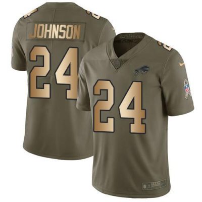 Buffalo Bills #24 Taron Johnson Olive/Gold Stitched NFL Limited 2017 Salute To Service Jersey