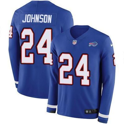 Buffalo Bills #24 Taron Johnson Royal Blue Team Color Stitched NFL Limited Therma Long Sleeve Jersey