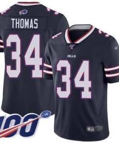 Buffalo Bills #34 Thurman Thomas Navy Stitched NFL Limited Inverted Legend 100th Season Jersey