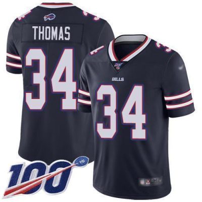 Buffalo Bills #34 Thurman Thomas Navy Stitched NFL Limited Inverted Legend 100th Season Jersey