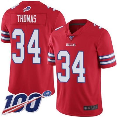 Buffalo Bills #34 Thurman Thomas Red Stitched NFL Limited Rush 100th Season Jersey